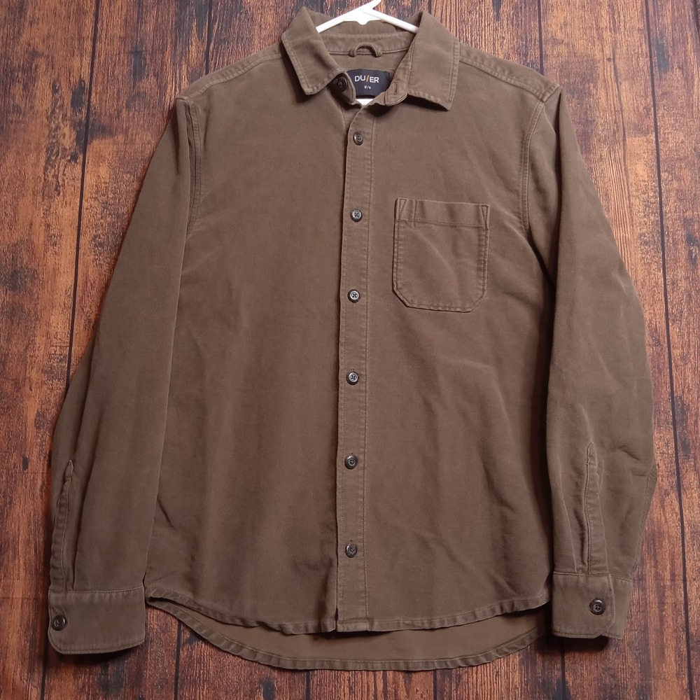 DU/ER No Sweat Moleskin Men's Long Sleeve Button Up Shirt Size Medium Green